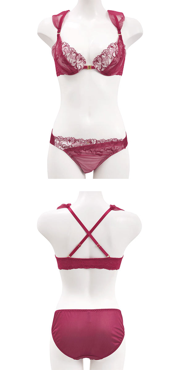 ココランジェ マルチブルーム ブラジャー ショーツ セット フロントホック COCO Linge 大きいサイズ