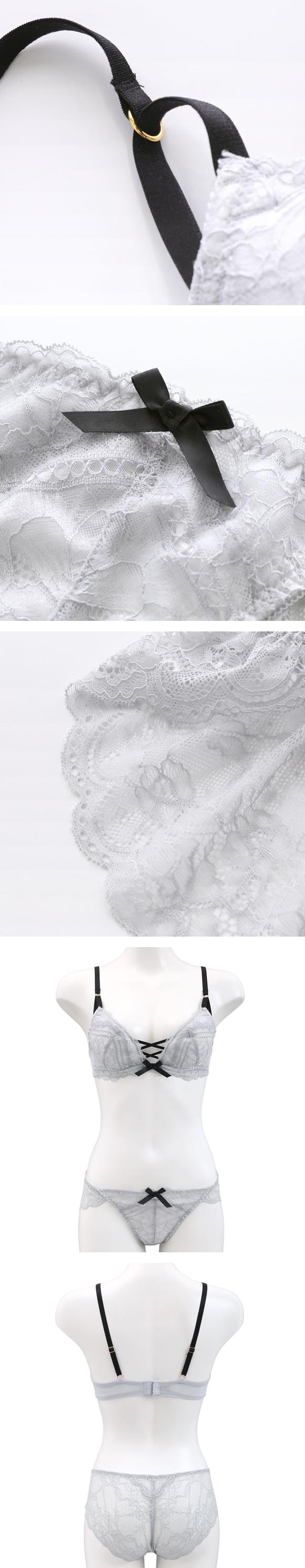 ココランジェ スモーキーレースアップ ブラジャー フレア ショーツ セット ABCDEF 大きいサイズ COCO Linge