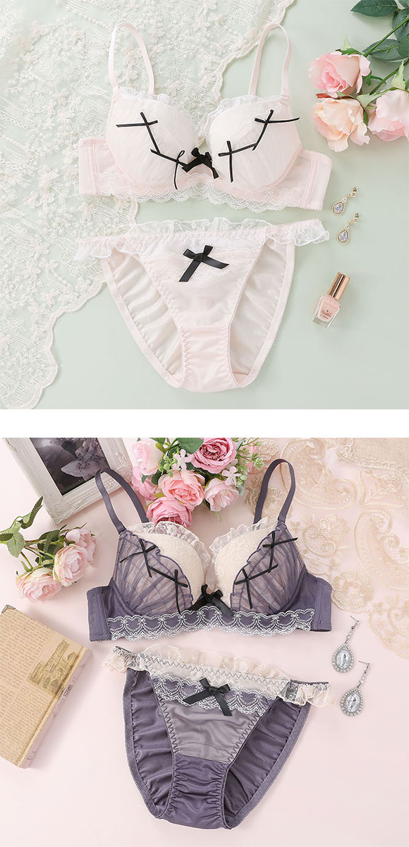ココランジェ シアーシャーリングリボン ブラジャー ショーツ セット