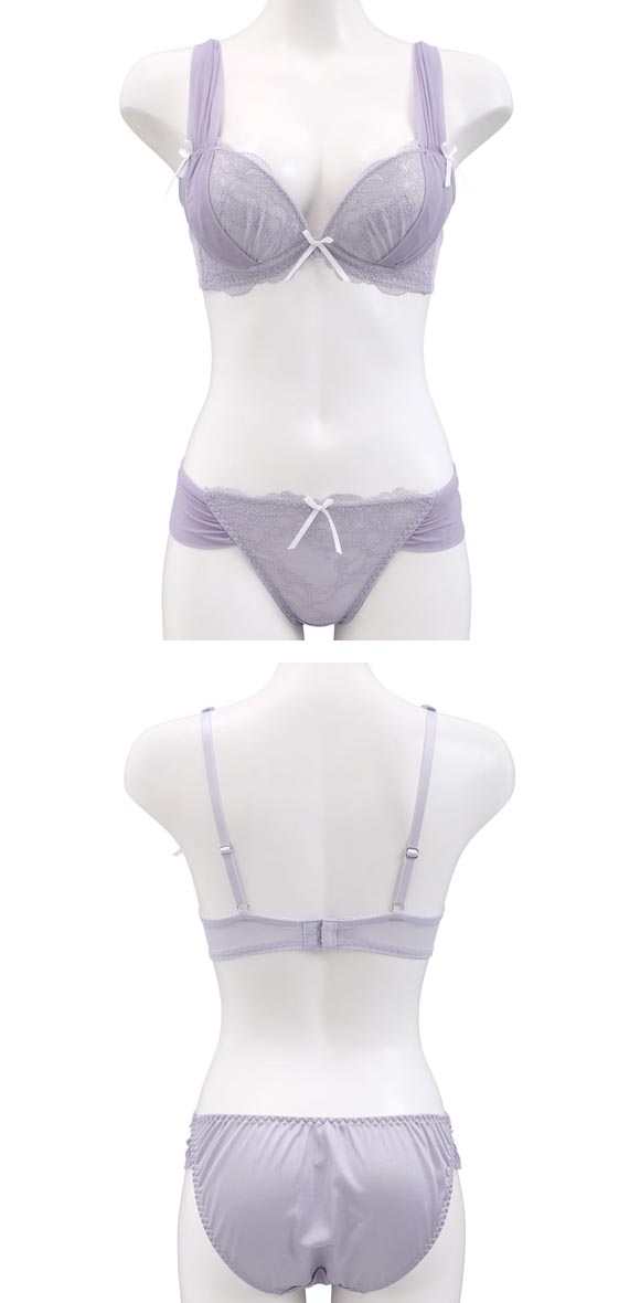 ココランジェ シアーチュールドレープ 神盛 モールド ブラジャー ショーツ セット 谷間 バックレース COCO Linge