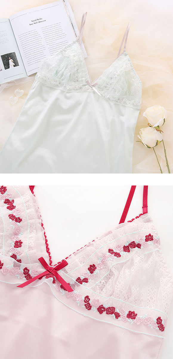 ココランジェ プティフラワーリボン スリップ 75cm ランジェリー COCO