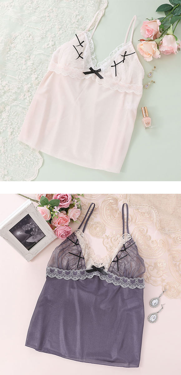 ココランジェ シアーシャーリングリボン ランジェリー キャミソール