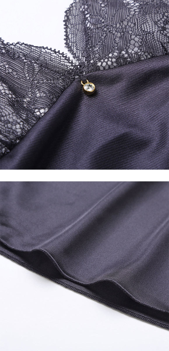 ココランジェ エレガントレーシーモチーフ 75cm スリップ ランジェリー COCO Linge