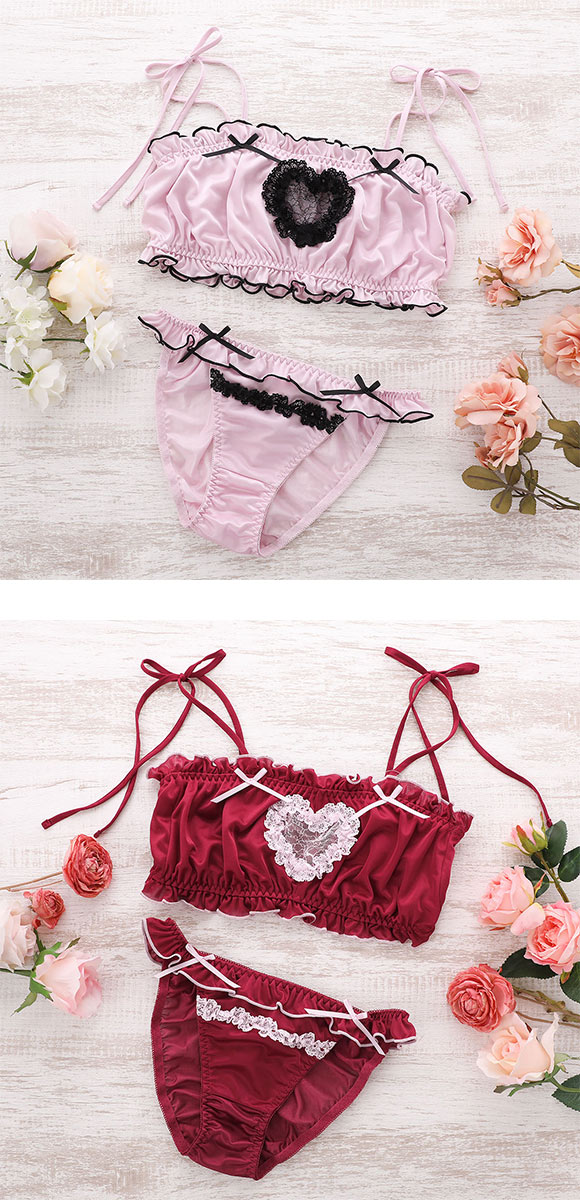 ココランジェ ラブリーハートサテン ノンワイヤー ブラジャー ショーツ