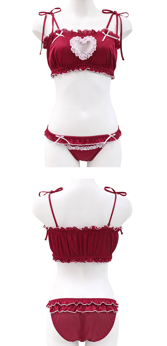 ココランジェ ラブリーハートサテン ノンワイヤー ブラジャー ショーツ セット COCO Linge