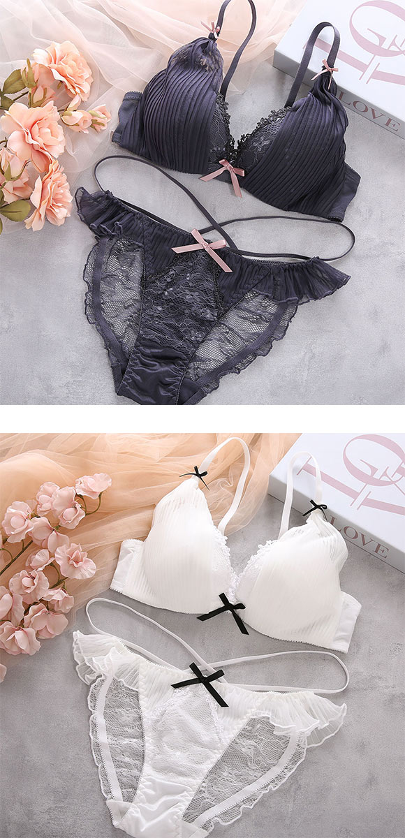 ココランジェ ガーリーチュールプリーツ ブラジャー ショーツ セット SHIROHATO別注 ストリング バックレース COCO Linge 大きいサイズ