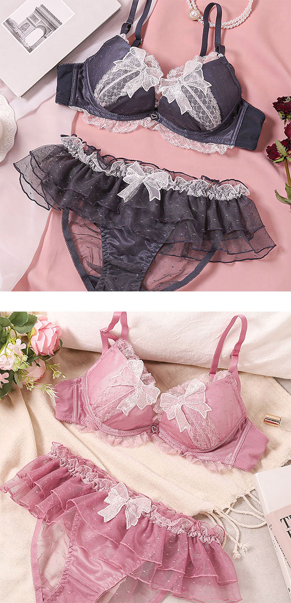 ココランジェ ガーリードットリボン ブラジャー ショーツ セット SHIROHATO別注 谷間 バックレース COCO Linge