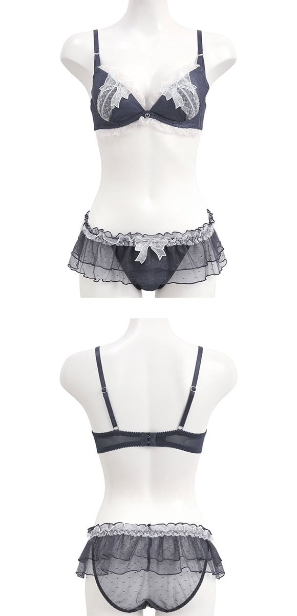 ココランジェ ガーリードットリボン ブラジャー ショーツ セット SHIROHATO別注 谷間 バックレース COCO Linge