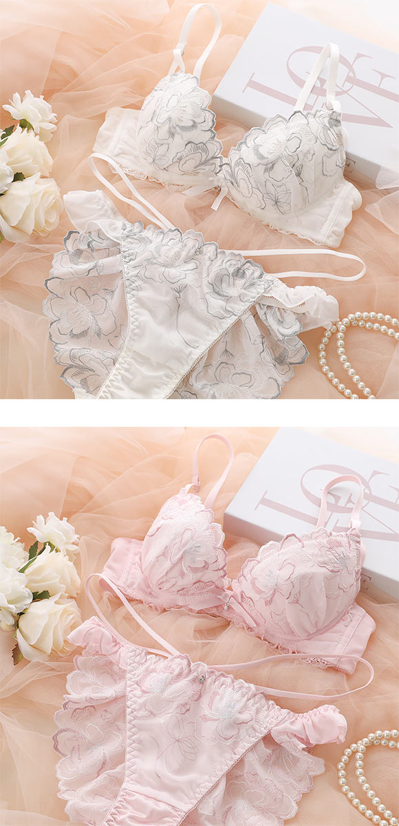 ココランジェ ユーフォリアフラワーシフォン ブラジャー ショーツ セット SHIROHATO別注 谷間 バックレース ストリング COCO Linge 大きいサイズ