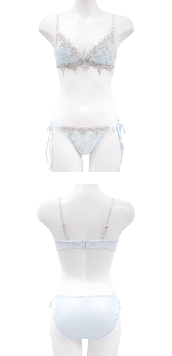 ココランジェ エレガントジュエル ブラジャー ショーツ セット SHIROHATO別注 谷間 サイドリボン バックレース COCO Linge