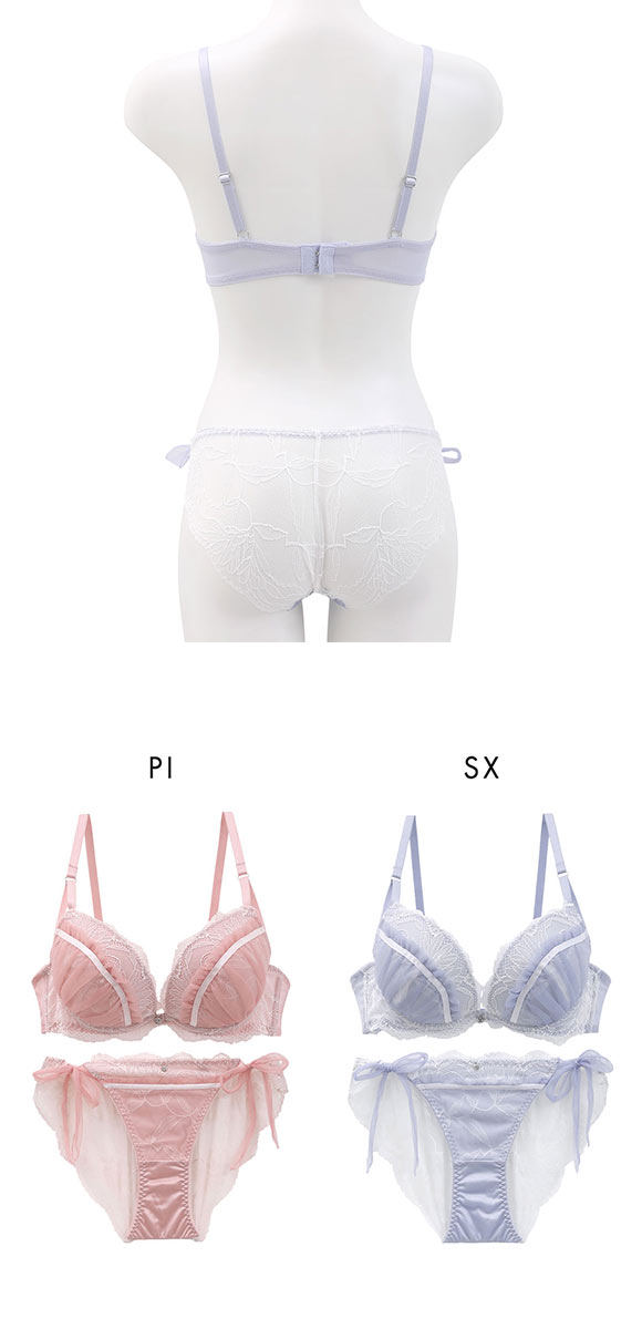 ココランジェ グラマラスミニョンヌ ブラジャー ショーツ セット バックレース サイドリボン COCO Linge 大きいサイズ