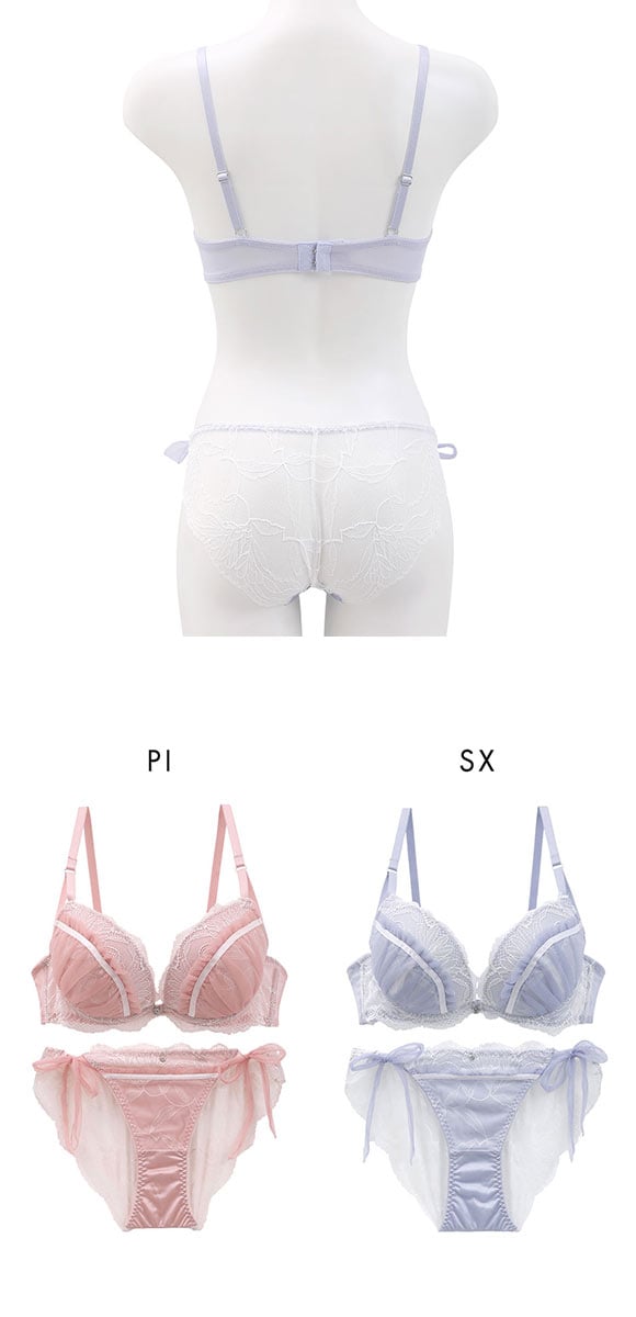 ココランジェ グラマラスミニョンヌ ブラジャー ショーツ セット バックレース サイドリボン COCO Linge 大きいサイズ