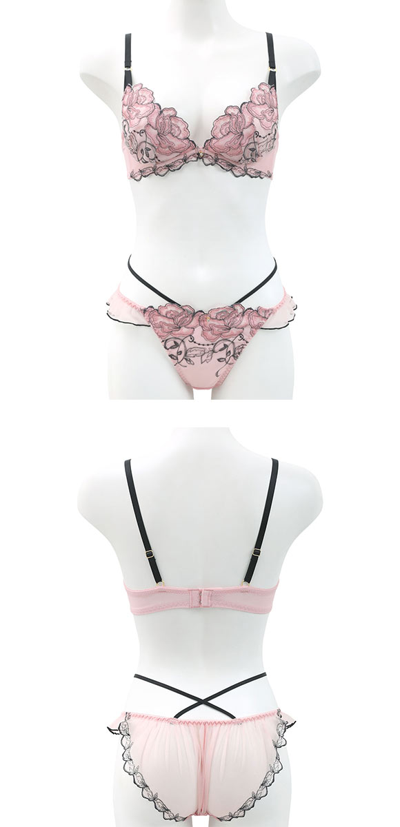 ココランジェ エレガントエターナル ブラジャー ショーツ セット SHIROHATO別注 谷間 バックレース 総レース ストリング COCO Linge 大きいサイズ