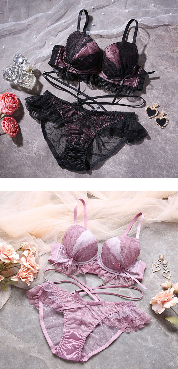 ココランジェ ドッティーティーズ ブラジャー ショーツ セット SHIROHATO別注 谷間 バックレース ストリング COCO Linge ブラセット