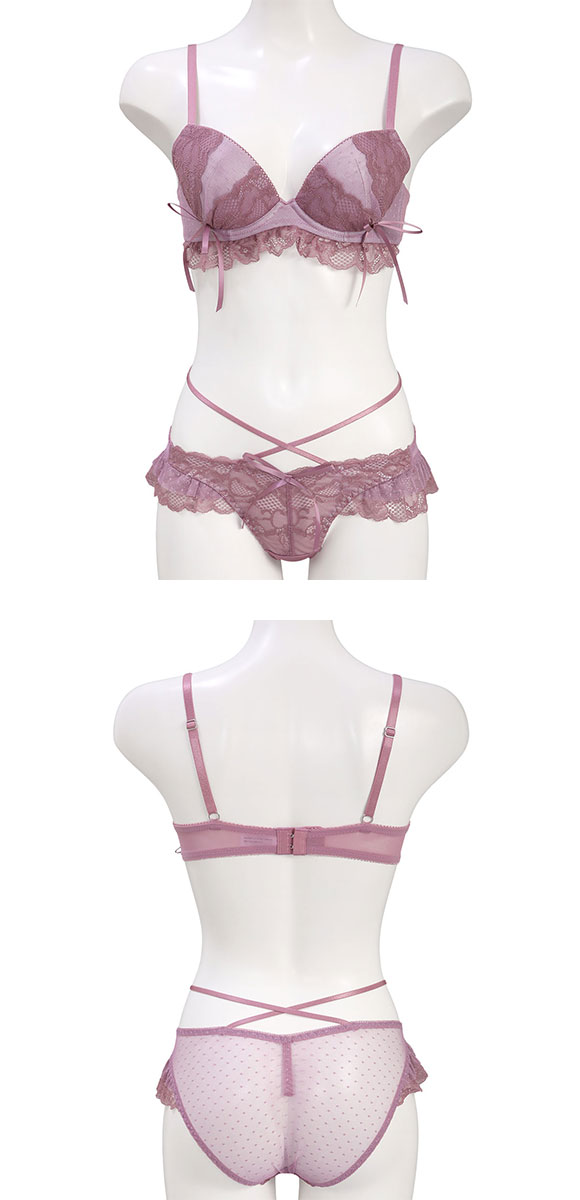 ココランジェ ドッティーティーズ ブラジャー ショーツ セット SHIROHATO別注 谷間 バックレース ストリング COCO Linge ブラセット