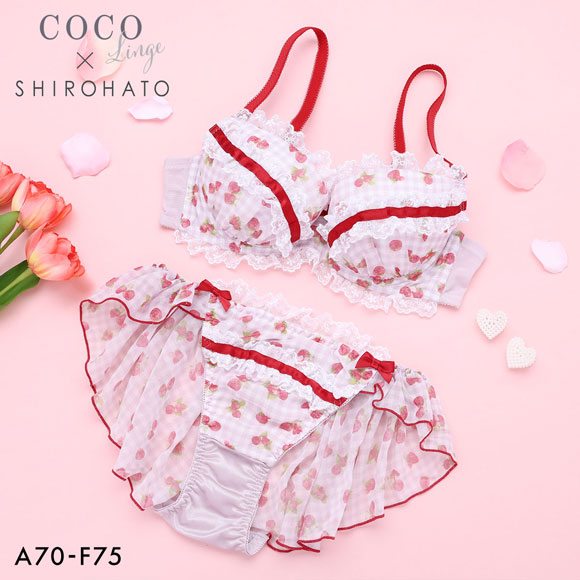 ココランジェ ガーリースウィートストロベリー ブラジャー フレア ショーツ セット SHIROHATO別注 COCO Linge
