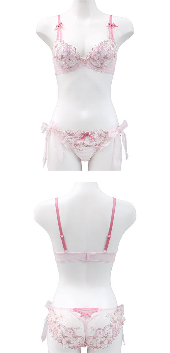 ココランジェ ブリリアントパンジー ブラジャー ショーツ セット SHIROHATO別注 谷間 サイドリボン バックレース COCO Linge
