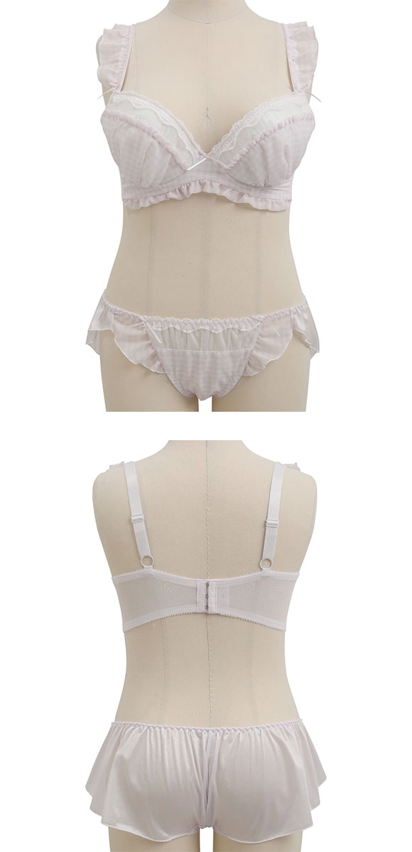 ココランジェ COCO Linge キューティーギンガムチェック グラマーサイズ ブラジャー ショーツ セット フレアショーツ SHIROHATO 別注 GHI