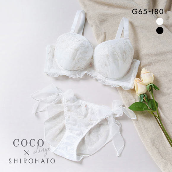 ココランジェ COCO Linge ダズリンフラワー ブラジャー ショーツ セット 総レース SHIROHATO別注 GHI バックレース サイドリボン