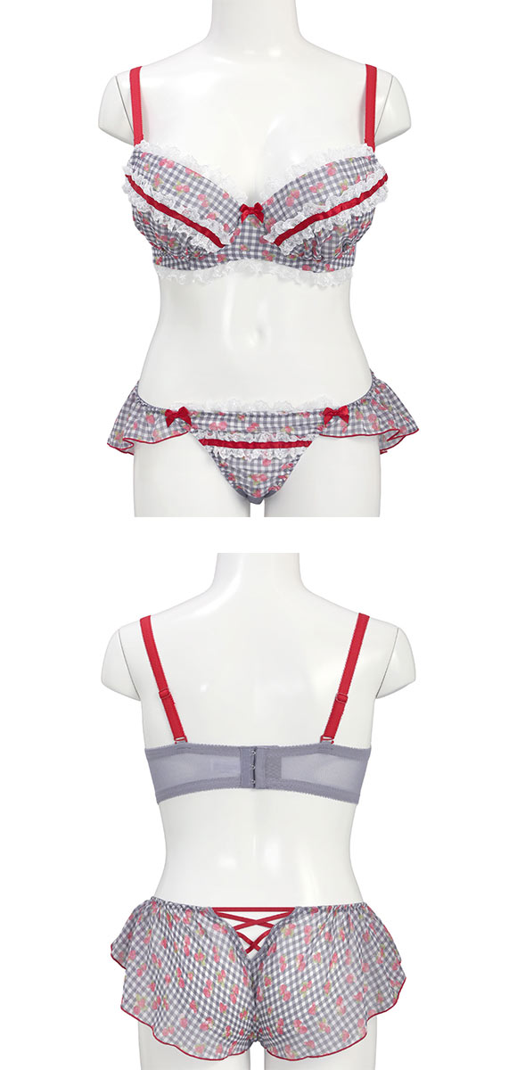 ココランジェ ガーリースウィートストロベリー ブラジャー フレア ショーツ セット 大きいサイズ SHIROHATO別注 GHI COCO Linge