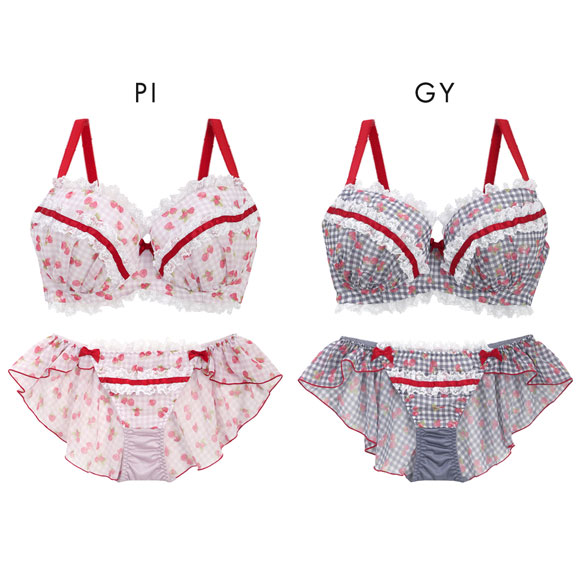 ココランジェ ガーリースウィートストロベリー ブラジャー フレア ショーツ セット 大きいサイズ SHIROHATO別注 GHI COCO Linge
