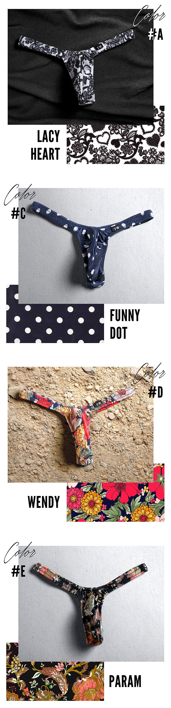 ティーエム コレクション TM collection × SHIROHATO コラボ YKS Variety of patterns Tバック ビキニ ブリーフ