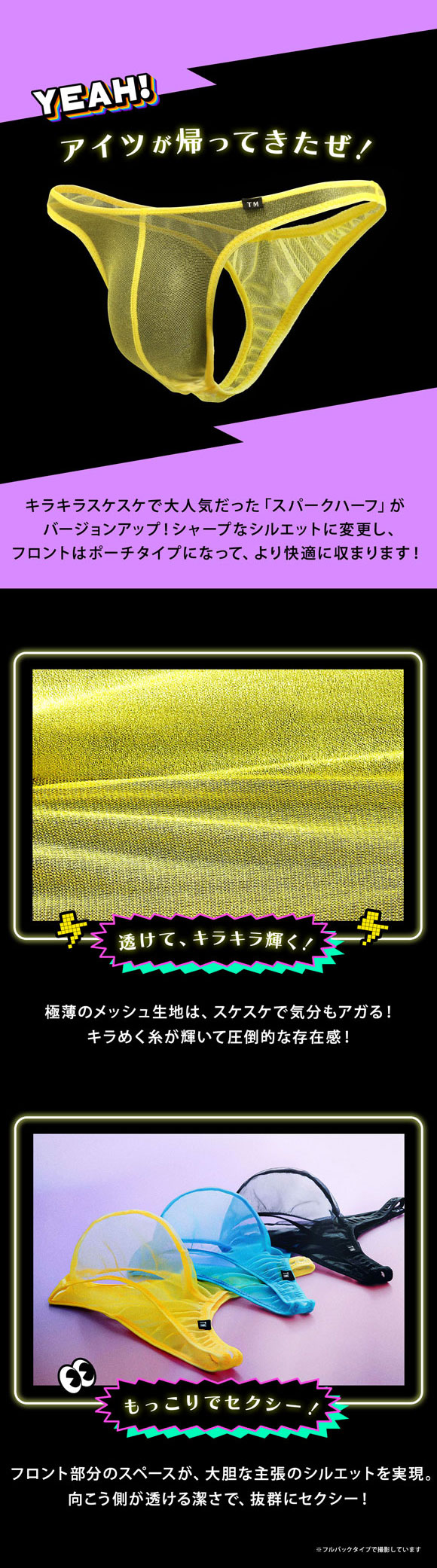 ティーエム コレクション TM collection × SHIROHATO コラボ スパークハーフ すけキラ Tバック ビキニ M L LL えちパン メンズ