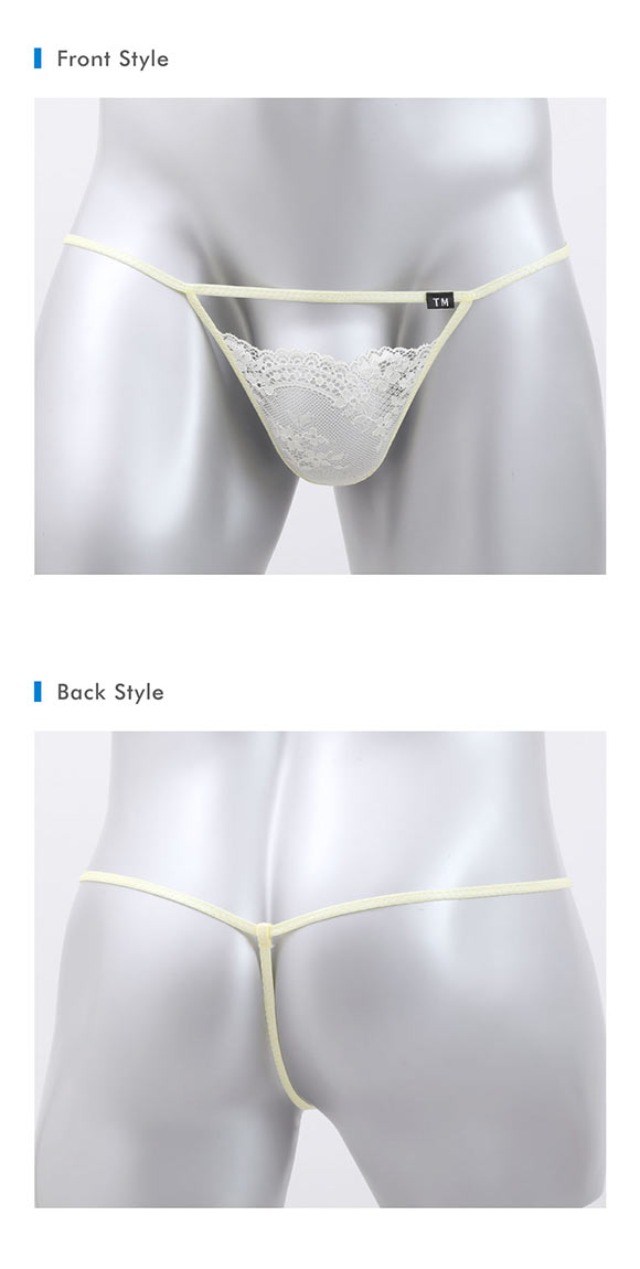 ティーエム コレクション Lace RISKY Triangle Cut G-STRING Gスト 透け 前閉じ メンズ ビキニ TM collection