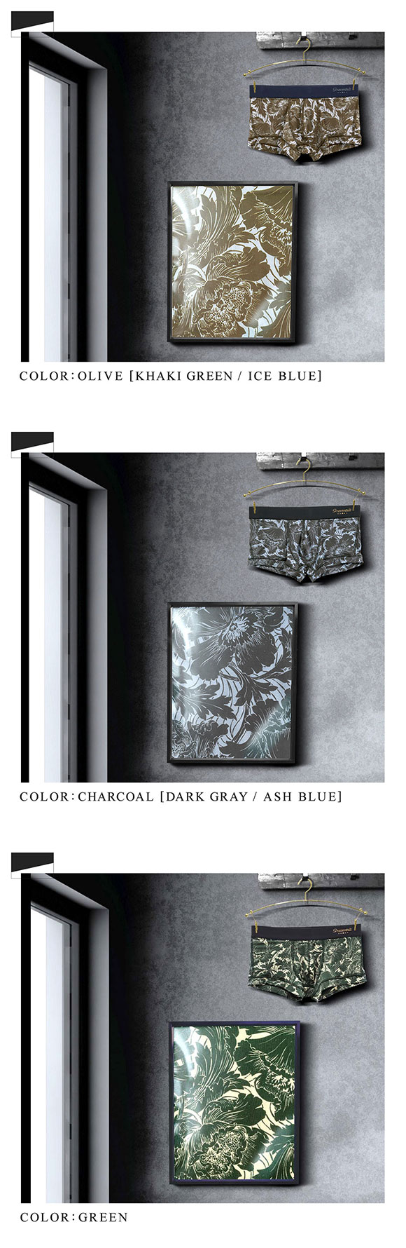 グレイブボールト Gravevault×SHIROHATO 別注 限定カラー FLOWER ボクサーパンツ ローライズ メンズ 前とじ S M L 3051941