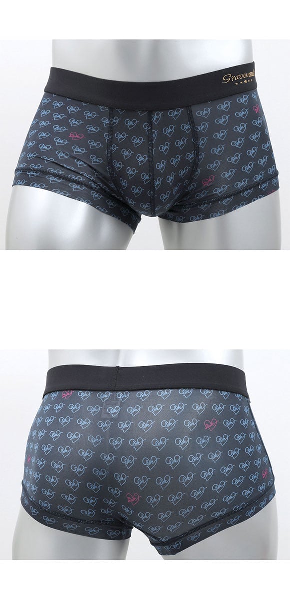 グレイブボールト LOVE プリント ローライズボクサーパンツ SML メンズ 前閉じ 日本製 Gravevault