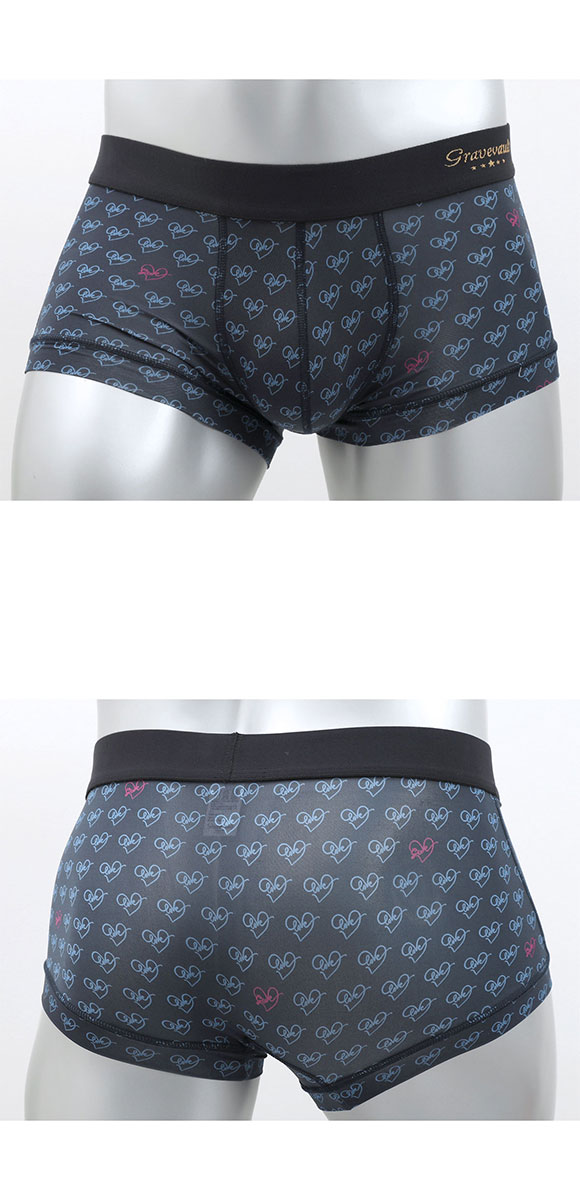 グレイブボールト LOVE プリント ローライズボクサーパンツ SML メンズ 前閉じ 日本製 Gravevault