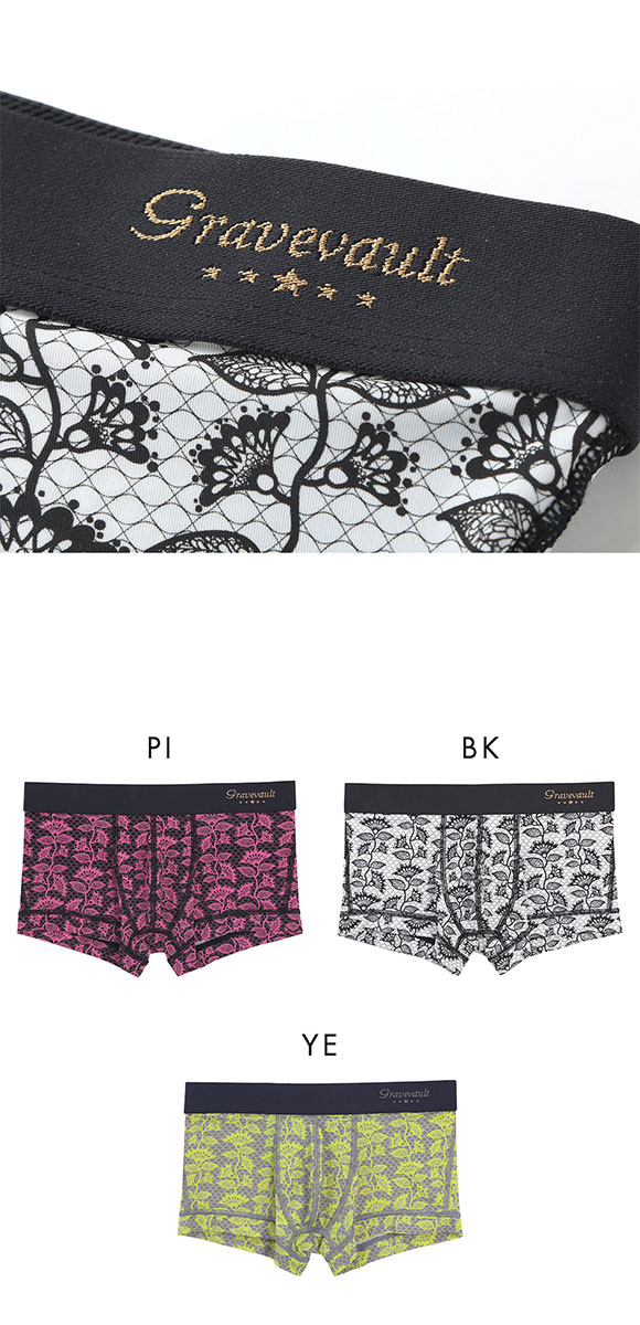 グレイブボールト BARBED FLOWER ローライズ ボクサーパンツ メンズ Gravevault 前とじ S M L 3052601 日本製