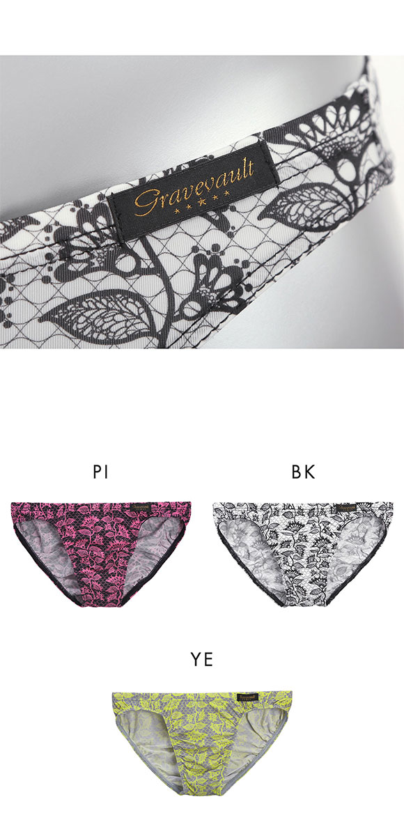 グレイブボールト BARBED FLOWER フルバック ビキニ  M L ブリーフ メンズ Gravevault 前とじ 3052605 日本製