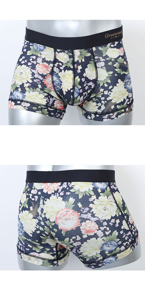 グレイブボールト Gravevault PEONY FLOWER ショートボクサー メンズ ボクサーパンツ 前とじ XL XXL 日本製