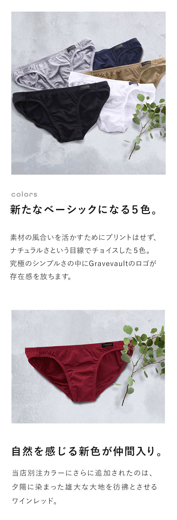 グレイブボールトGravevault × SHIROHATO 別注 naturale due フルバック ビキニ ブリーフ メンズ M L 天然由来