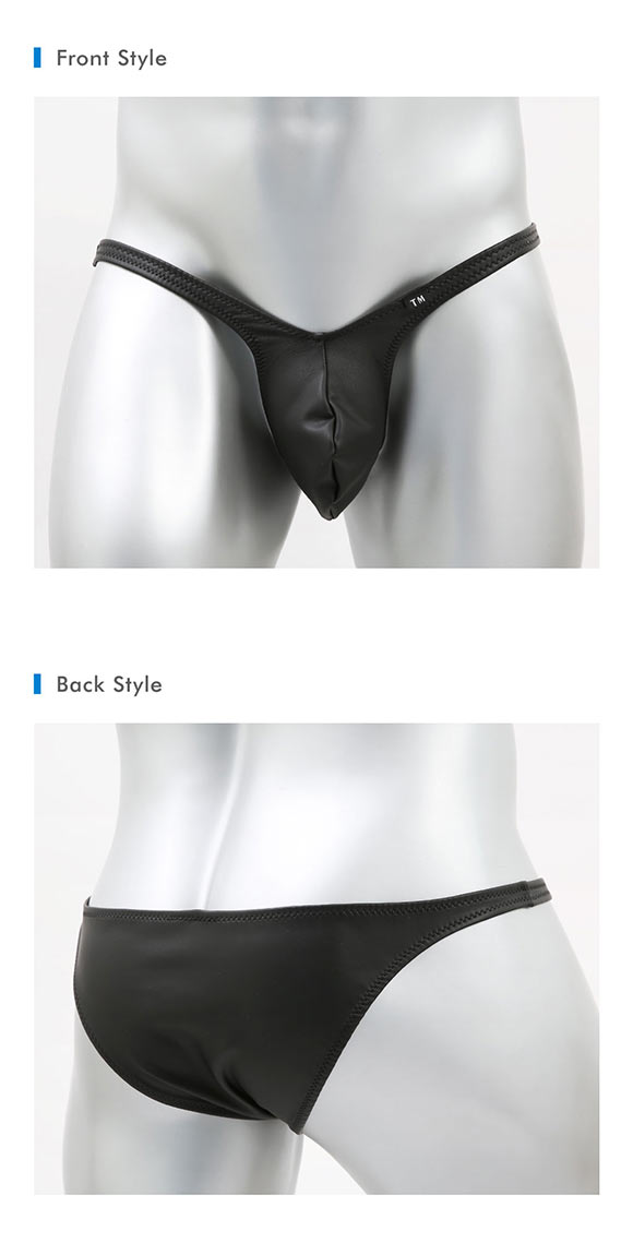 ティーエム コレクション Synthetic leather ハイレッグバルジ ハーフバック ビキニ M L メンズ Bulge ブリーフ セクシー 前閉じ