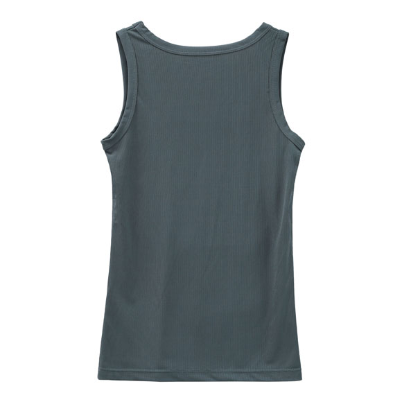 冷感リブ 太めパイピング タンクトップ アウター 接触冷感 M L LL