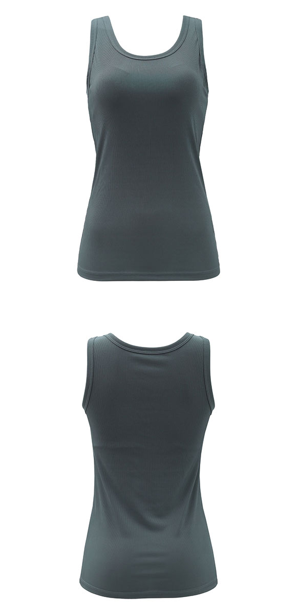 冷感リブ 太めパイピング カップ付き タンクトップ アウター ブラ内蔵 接触冷感 M L LL