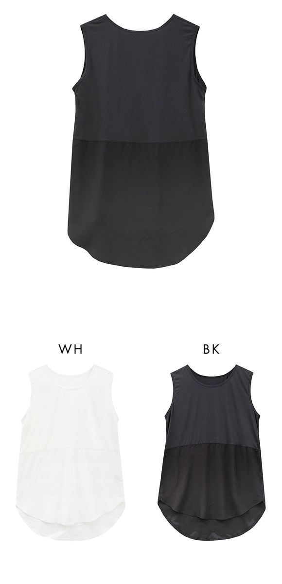 DRY WISH 接触冷感 重ね着風 タンクトップ レイヤーインナー M L LL 吸汗速乾 UVカット ストレッチ ひんやり 熱中症対策