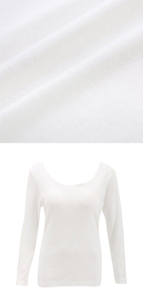 素肌にやさしくフィット 綿100％ ブラトップ カップ付き 長袖インナー 8分袖トップス M L LL ロンT ロングTシャツ 敏感肌 肌着