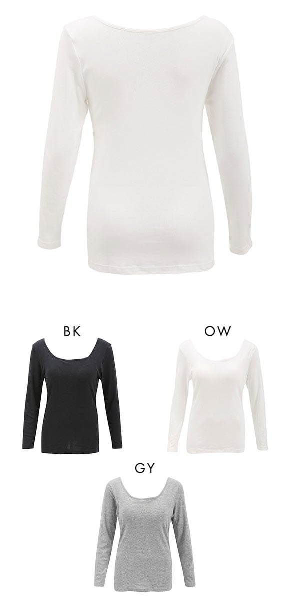素肌にやさしくフィット 綿100％ ブラトップ カップ付き 長袖インナー 8分袖トップス M L LL ロンT ロングTシャツ 敏感肌 肌着