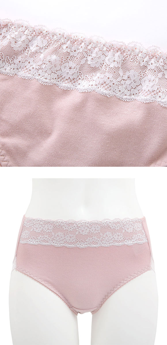 フィニー 綿混バックレース ショーツ スタンダード M L LL はきこみ深め バック脚まわり レース ハイウエスト 綿混 大きいサイズ