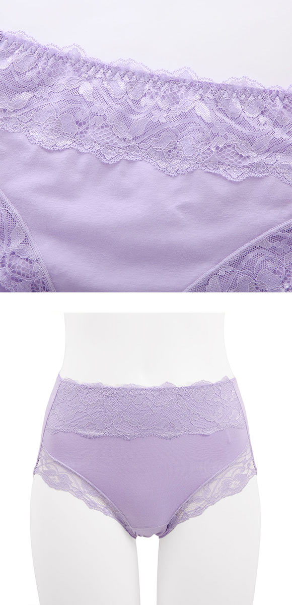 お腹まですっぽり 綿混 レースショーツ M L LL スタンダード ショーツ 大きいサイズ ハイウエスト コットン混 単品