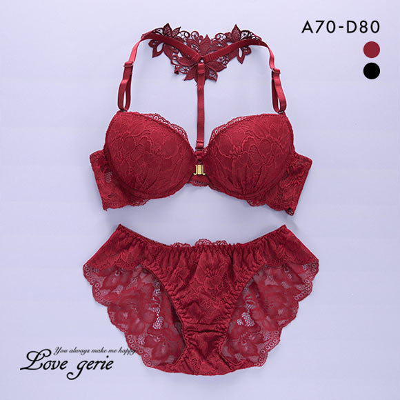 ラブジェリー Love gerie 背中魅せ ブロッサムケミカル フロントホック ブラセット ABCD  盛り胸 Wパッド ブラジャー ショーツ セット