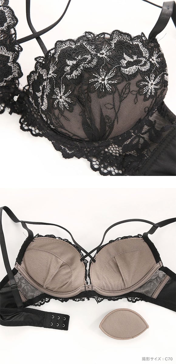 ラブジェリー デコラストリングフラワー ブラセット ABCD 谷間ブラ 脇寄せ Wパッド 盛り胸 Love gerie