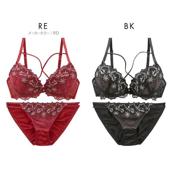 ラブジェリー デコラストリングフラワー ブラセット ABCD 谷間ブラ 脇寄せ Wパッド 盛り胸 Love gerie