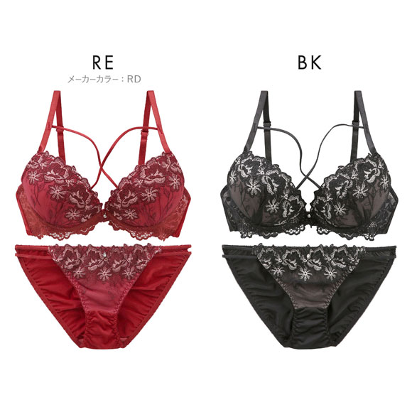 ラブジェリー デコラストリングフラワー ブラセット EF 谷間ブラ 脇寄せ Wパッド 盛り胸 大きいサイズ Love gerie