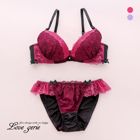 ラブジェリー ダークメルティ ブラセット ABCD 谷間ブラ 脇寄せ Wパッド 厚盛り 盛り胸 ブラジャー ショーツ セット Love gerie