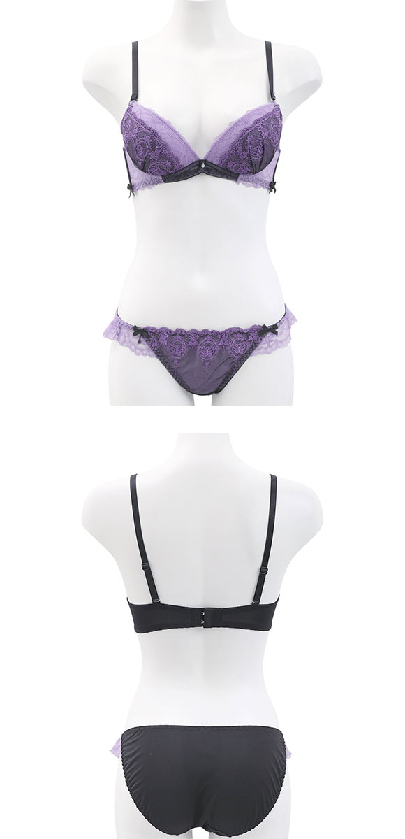 ラブジェリー ダークメルティ ブラセット EF 谷間ブラ 脇寄せ Wパッド 厚盛り 盛り胸 ブラジャー ショーツ セット Love gerie