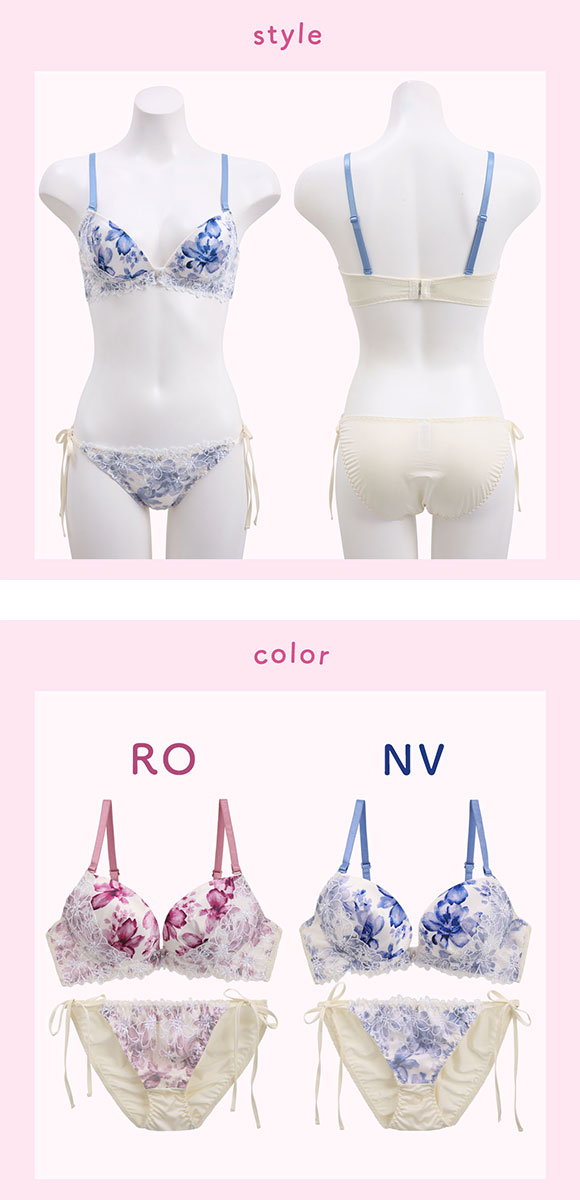 ラブジェリー ウォーターリリー ブラセット ABCD 盛り胸 Wパッド 谷間ブラ バストアップ 脇寄せ サイドリボン ブラショーツセット